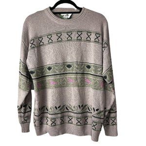 Vintage Cuomo Men's Sweater Mauve Green Pattern Missing Size Tag
